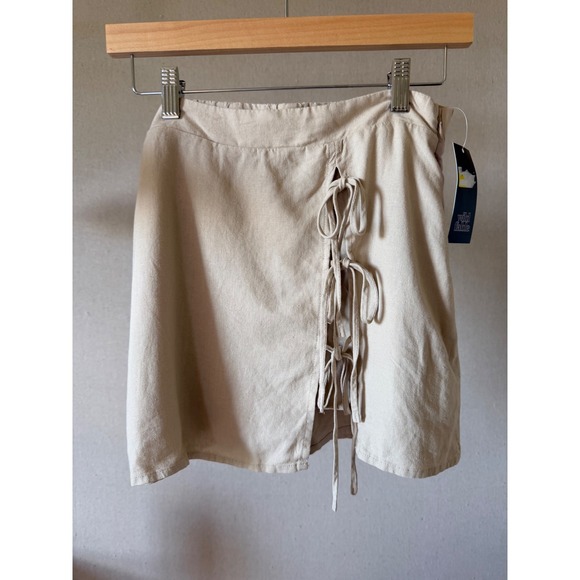 wild fable Pants - Wild Fable Beige Linen Blend Lace Up Mini Skort Womens Size Small NWT